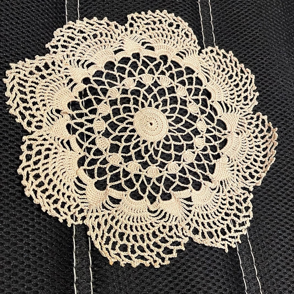 Vintage Handmade Crocheted Cotton Lace Doily 7.75” round open weave